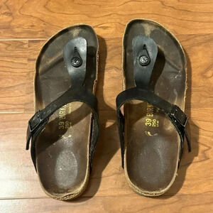 BIRKENSTOCK Gizeh Sandals Black Thong Flip Flops Women’s 39